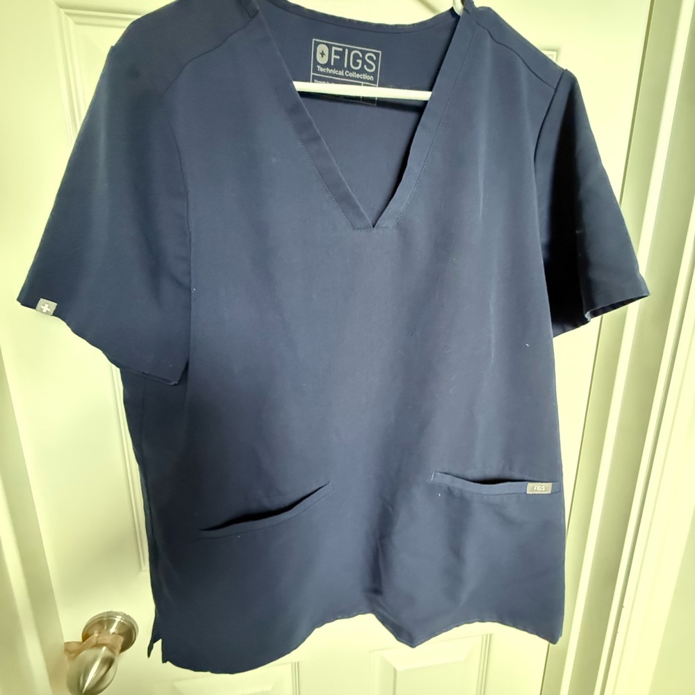 FIGS Deep Blue V-Neck Scrub Top